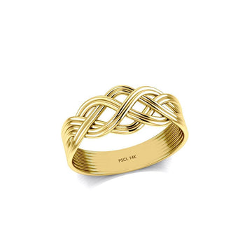 Banded Celtic Knotwork 14K Solid Gold Ring GSM226-14K - Jewelry